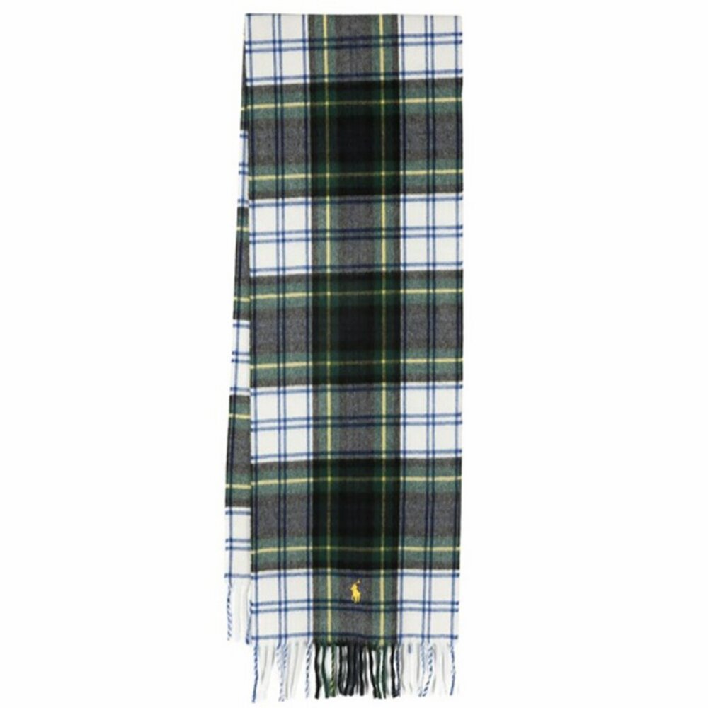 NEW $275 Polo Ralph Lauren Cashmere Scarf! Green Tartan Plaid Made in Italy